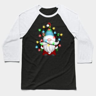 Gnome Wrapped in Christmas Lights Baseball T-Shirt